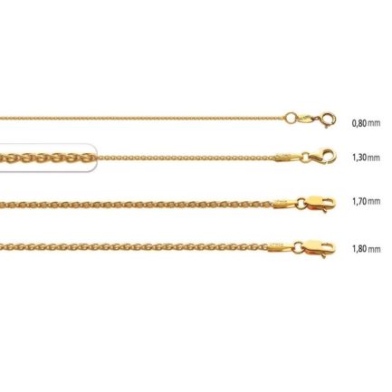 14k Yellow Gold 1.3mm Spiga Chain Necklace