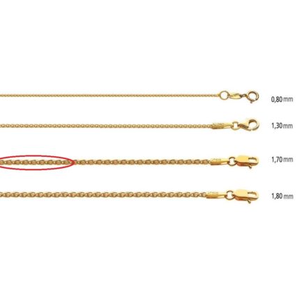 14k Yellow Gold 1.7mm Spiga Chain Necklace