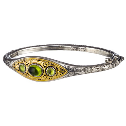 Byzantine Bracelet in k18 Yellow Gold and Silver 6458-peridot