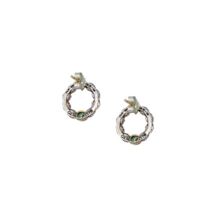 Small Circle Stud Earrings with 18k Yellow Gold and Sterling Silver 925