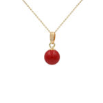 8mm Coral Pendant Necklace in 14k Yellow Gold N153211-PE