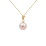 Pink Pearl Akoya Japan 7.5-8mm AAAA Round Pendant 14k Gold N153214-PE