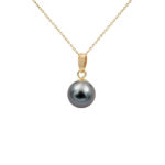 Akoya Black Pearl Japan 7.5-8mm AAAA Round 14k Gold N153216-PE