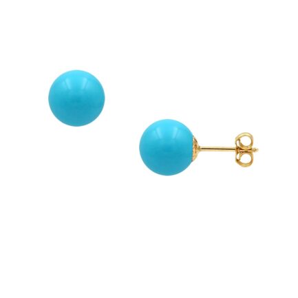 8mm Ball Turquoise with 14k Yellow Gold Stud Earrings