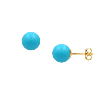 6mm Ball Turquoise with 14k Yellow Gold Stud Earrings