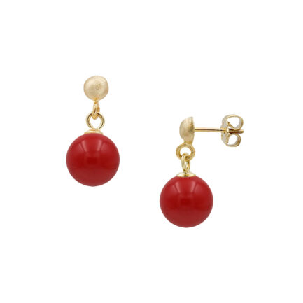 Coral Ball 8mm Drop Earrings