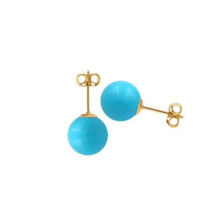 8mm Ball Turquoise with 14k Yellow Gold Stud Earrings