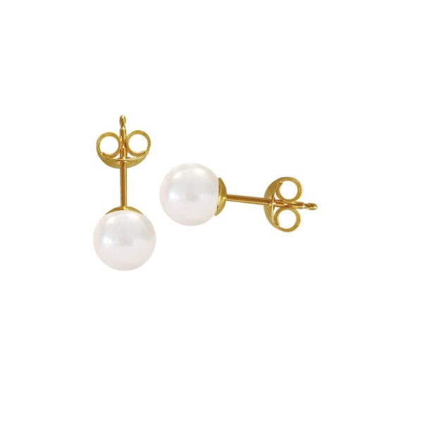 Japan Akoya Pearl 6.5-7mm 4A in 14k Yellow Gold Stud Earrings