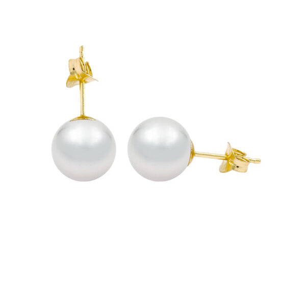 Japan Akoya Pearl 8.5-9mm 4A 14k Yellow Gold Stud Earrings