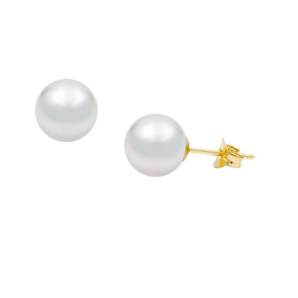 Japan Akoya Pearl 8.5-9mm 4A 14k Yellow Gold Stud Earrings