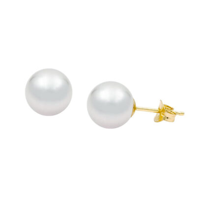 Japan Akoya Pearl 9.5-10mm 4A in 14k Yellow Gold Stud Earrings