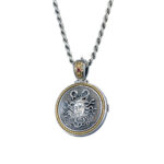 Ancient Greek Medusa Locket Pendant in 18k Yellow Gold and Silver