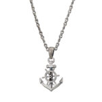 Anchor Ships Wheel Pendant for Men in Sterling silver