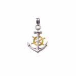 Anchor Ships Wheel Pendant in k18 Gold and silver 3401 back