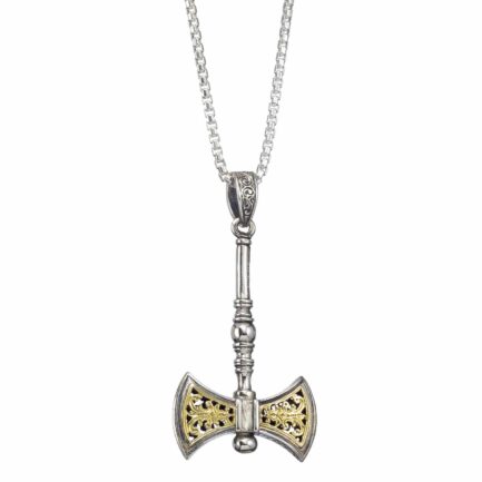 Minoan Double Axe Men’s Pendant 18k Gold and silver 3251 c