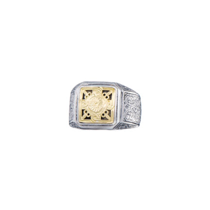 Byzantine Ring for Men in 18K Gold and Sterling Silver