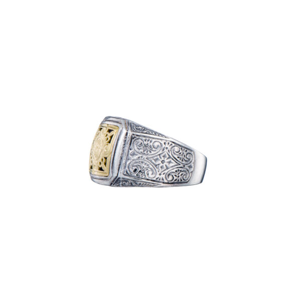 Byzantine Ring for Men in 18K Gold and Sterling Silver