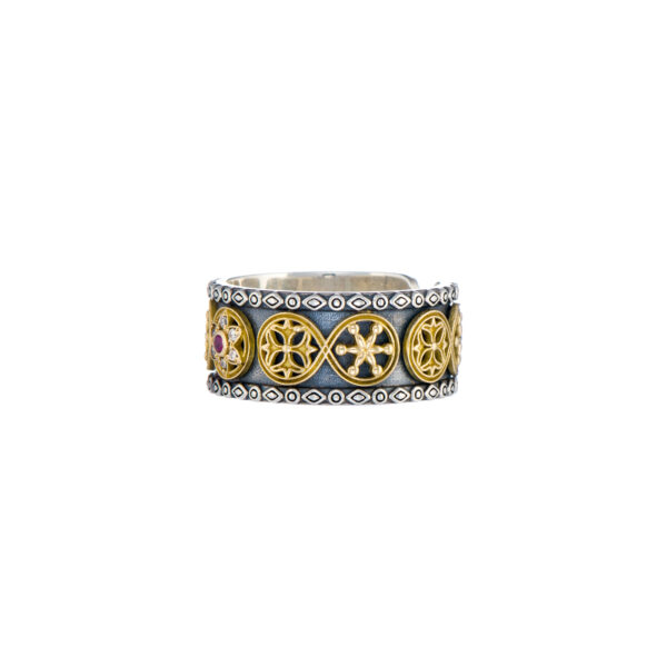 Multi Faith Open Ring in k18 Yellow Gold and Sterling Silver 925
