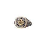 Lucky Clover Four Leaf Ring in 18k Yellow Gold and Sterling silver