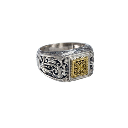 Men’s Ring in 18k Yellow Gold and Sterling Silver 925