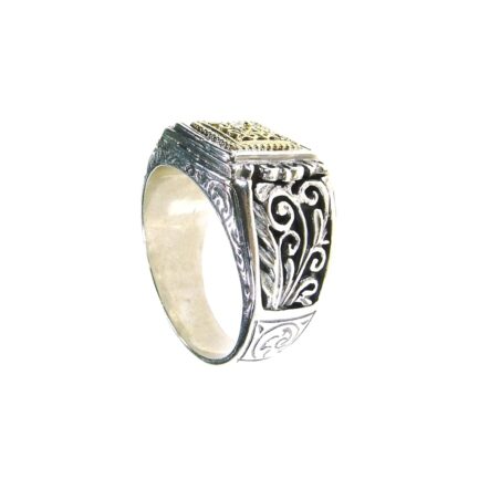Men’s Ring in 18k Yellow Gold and Sterling Silver 925