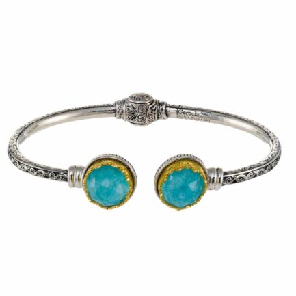 Round colors Cuff Bracelet in Sterling Silver 925 with Gold Plated parts