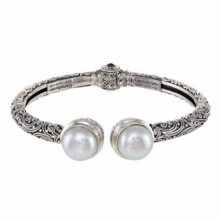 Freshwater Pearls Cuff Bracelet in Sterling Silver 925