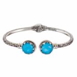 Cuff Bracelet Round Doublet Stones in Silver 6365 turquoise