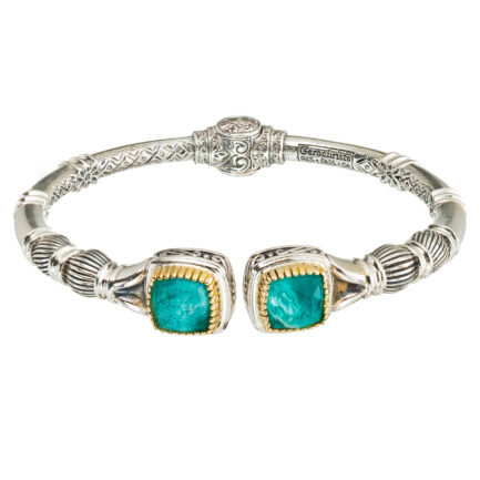 Cuff colors Bracelet in 18k Gold and Silver 6349 amazonite