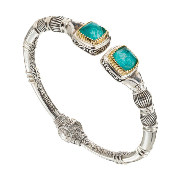 Cuff colors Bracelet in 18k Gold and Silver 6349 amazonite1