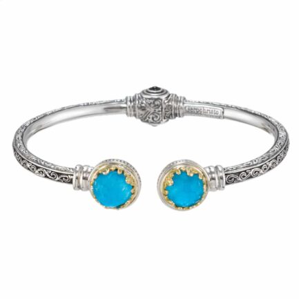 Cuff colors Bracelet in 18k Gold and Silver 6357-Turquoise