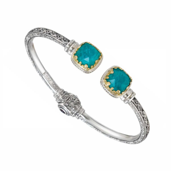 Cuff colors Bracelet in 18k Gold and Silver 6358 amazonite1