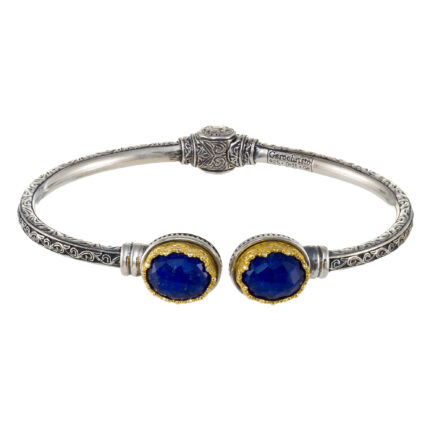 Cuff colors Bracelet in Silver with Gold Plated parts 6473 lapis