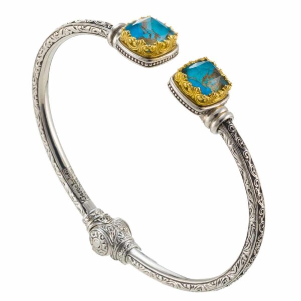 Cuff colors Bracelet in Silver with Gold Plated parts 6479 turquoise copper 1