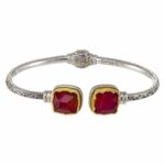 Cuff colors Bracelet in Silver with Gold Plated parts 6480 ruby