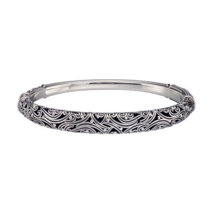 Floral Bangle Bracelet in Sterling Silver 925