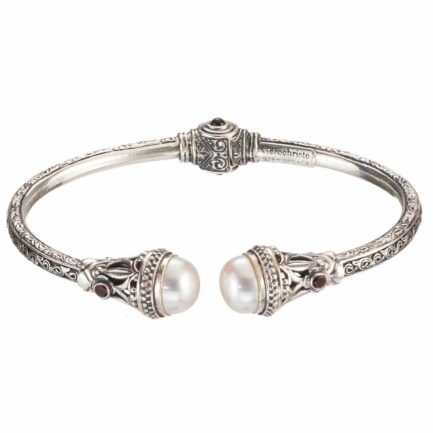 Freshwater Pearls Cuff Bracelet in Silver 6394