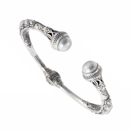 Freshwater Pearls Cuff Bracelet in Silver 6395 medium