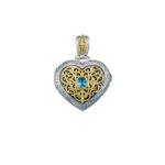 Heart Locket Large Pendant Filigree Flower Photo Remembrance