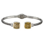 Mediterranean Square Open Cuff Bracelet in18k Gold and Silver 6488