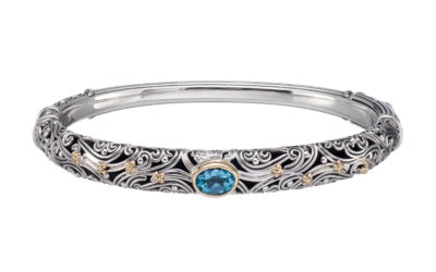 Oval Bracelet in k18 Gold and Silver 6603 blue