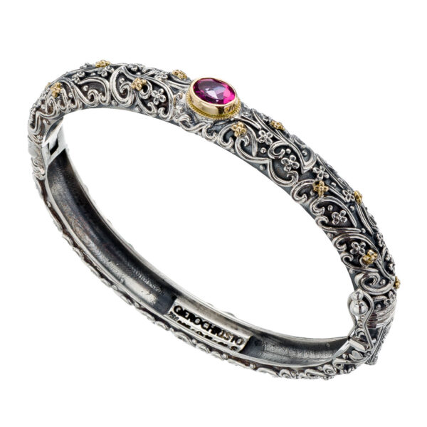 Oval bracelet in 18K Gold and Silver 6442 rhodolite a