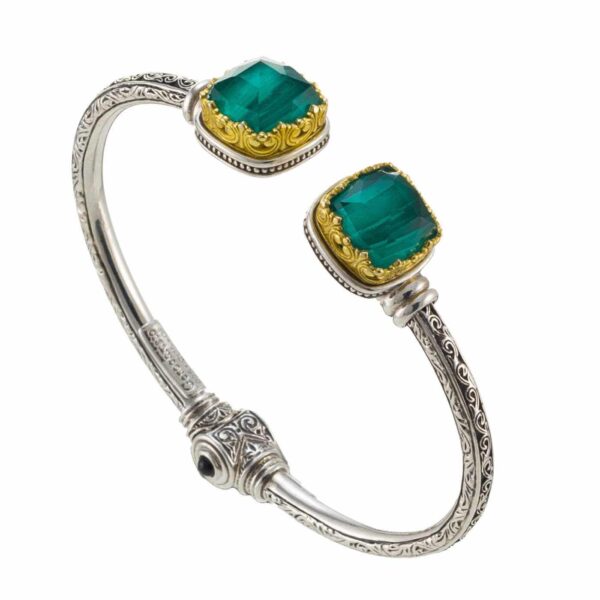 Cuff colors Bracelet in Sterling Silver 925 with Gold Plated parts
