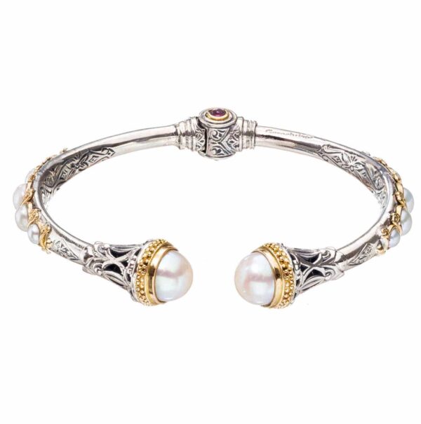 Pearls Cuff Bracelet in 18k Gold and Silver 6345