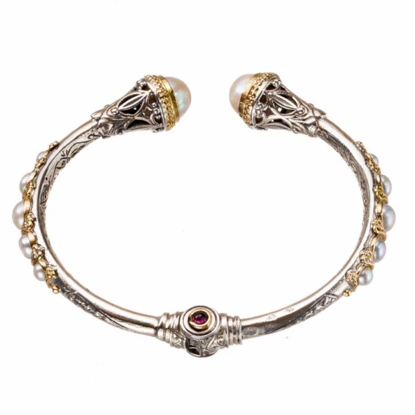 Pearls Cuff Bracelet in 18k Gold and Silver 6345 back