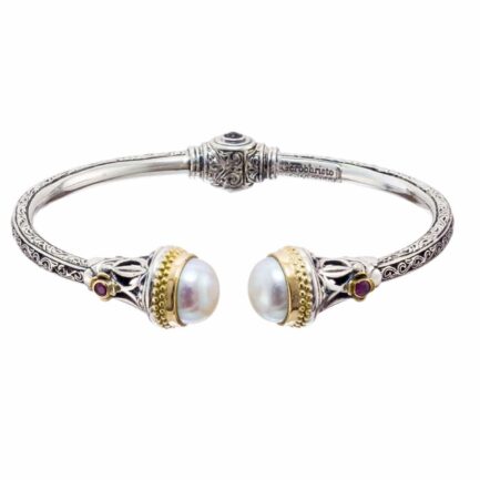 Pearls Cuff Bracelet in 18k Gold and Silver 6346