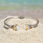 Pearls Cuff Bracelet in 18k Gold and Silver 6346 b
