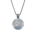 Round Locket Large Pendant Filigree Photo Remembrance