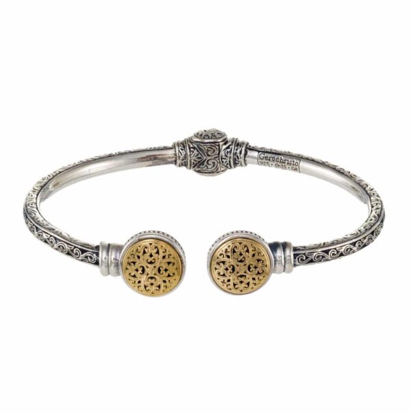 Round Open Cuff Bracelet in 18k Gold and Silver 6486 small