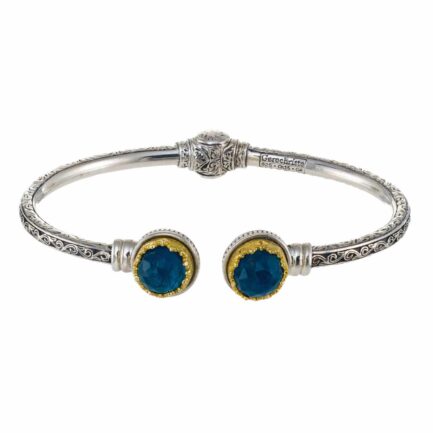 Round colors Cuff Bracelet in Silver 925 with Gold Plated parts 6477 apatite